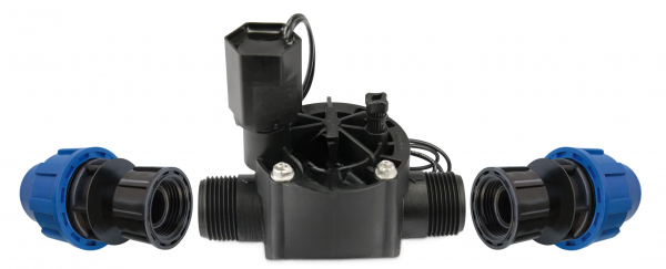 Magnetventil 100-HV-MM 24VAC Rain-Bird + 2 Stück PE-Verschraubung 25 / 32 mm x 1"IG Überwurf